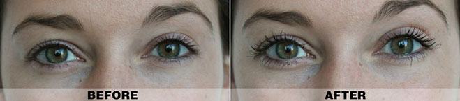 Lash Stamping with Mascara, Before and After.